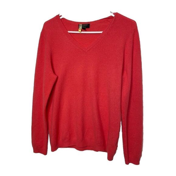 Charter Club Size L 100% Cashmere Luxury Pullover Salmon Sweater V Neck - Picture 1 of 4